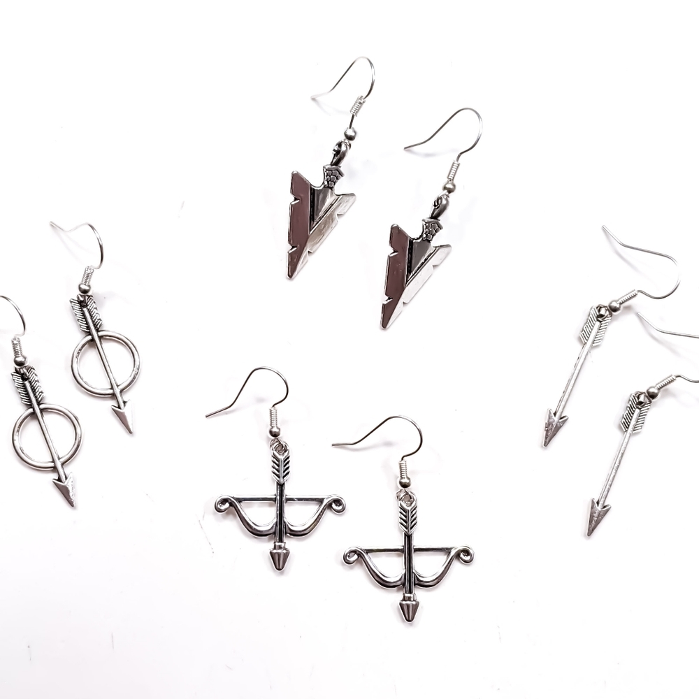 925 Sterling Silver Earrings | Silver Crossbow - Picture 5 of 5